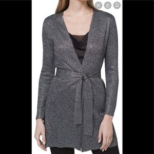 White House Black Market metallic/grey cardigan XS